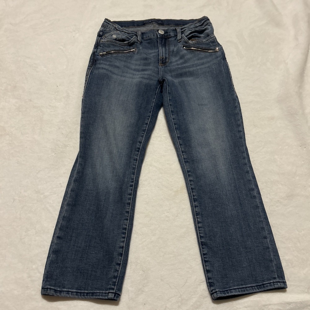 Rock & Republic Jeans Bootcut Zipper Blue 8 Y2K Moto Edgy Rocker Grunge